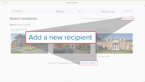 "Select recipients" page to send transcripts for a student. The "Add a new recipient" links are highlighted